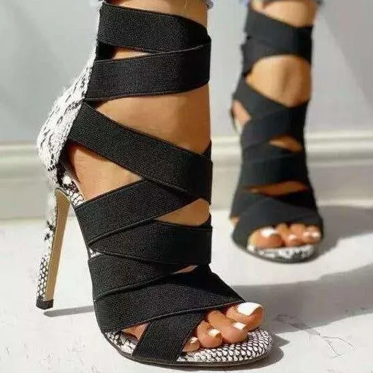 Cheeky Lace-Up Bandage Snake Heels