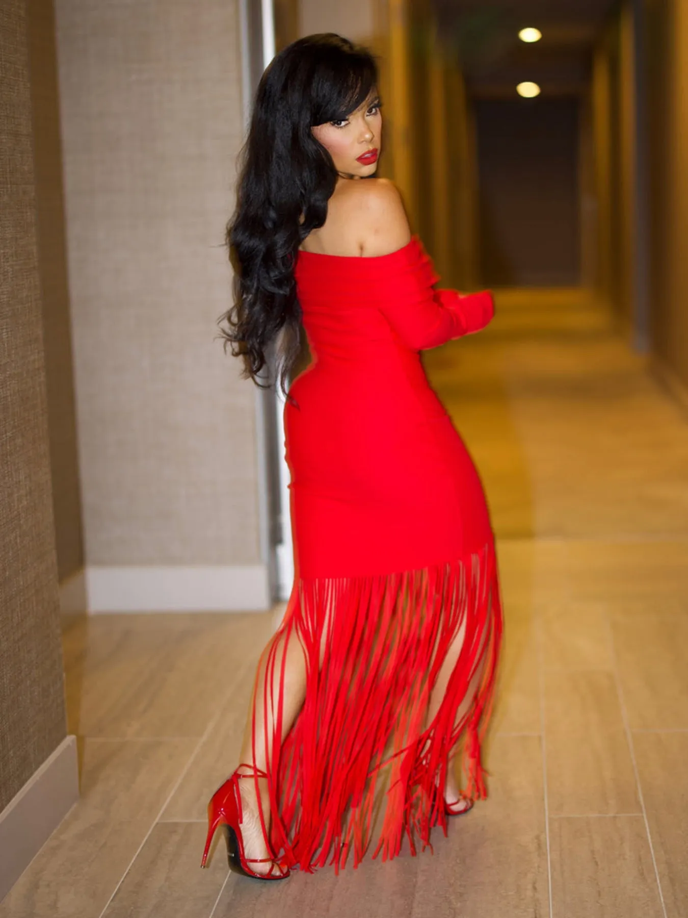 Chic Off-Shoulder Tassel Wrap Dress for Effortless Sophistication