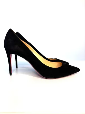 Christian Louboutin Kate 85 Black Suede Heels 37.5 UK4.5