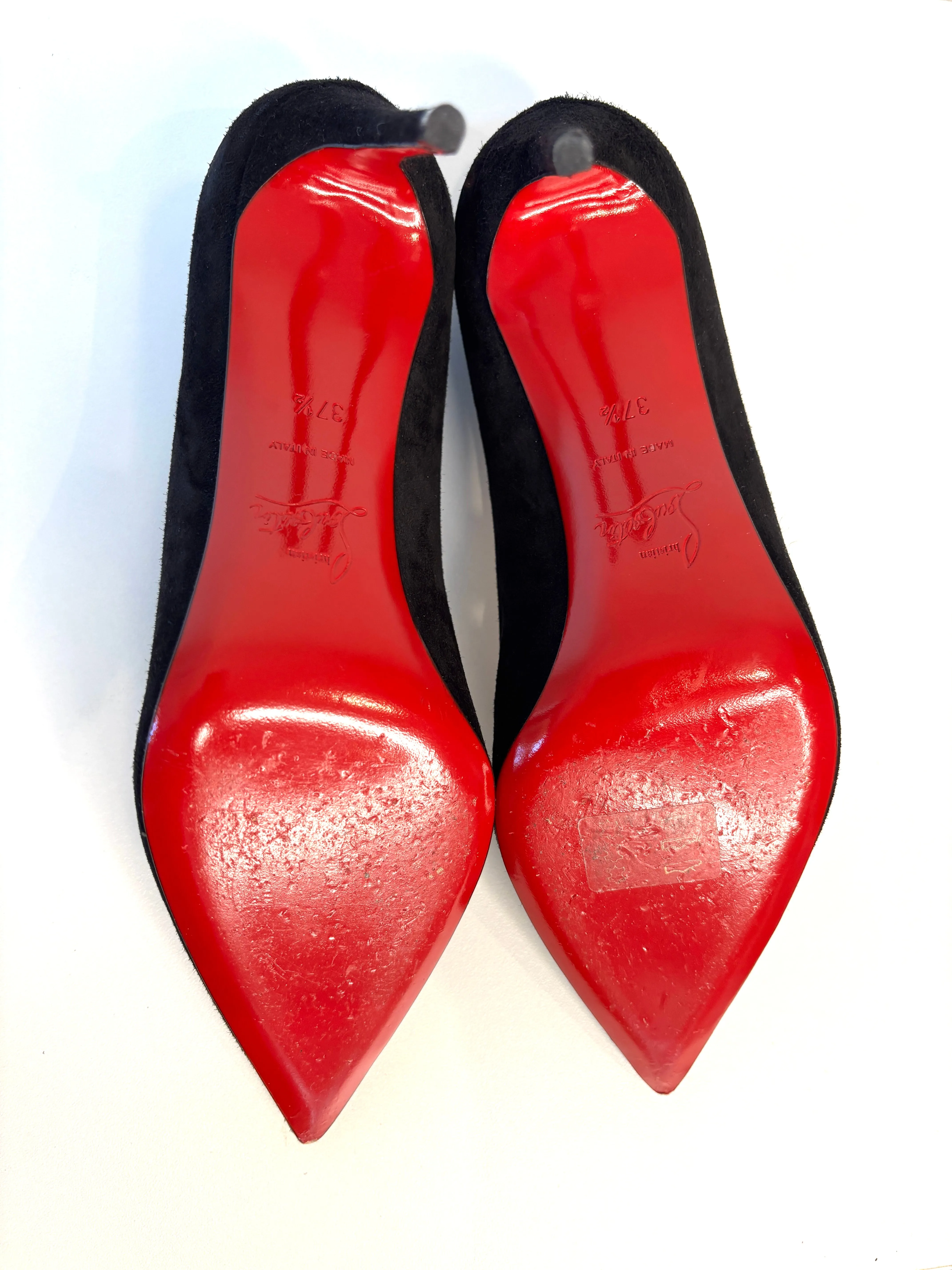 Christian Louboutin Kate 85 Black Suede Heels 37.5 UK4.5