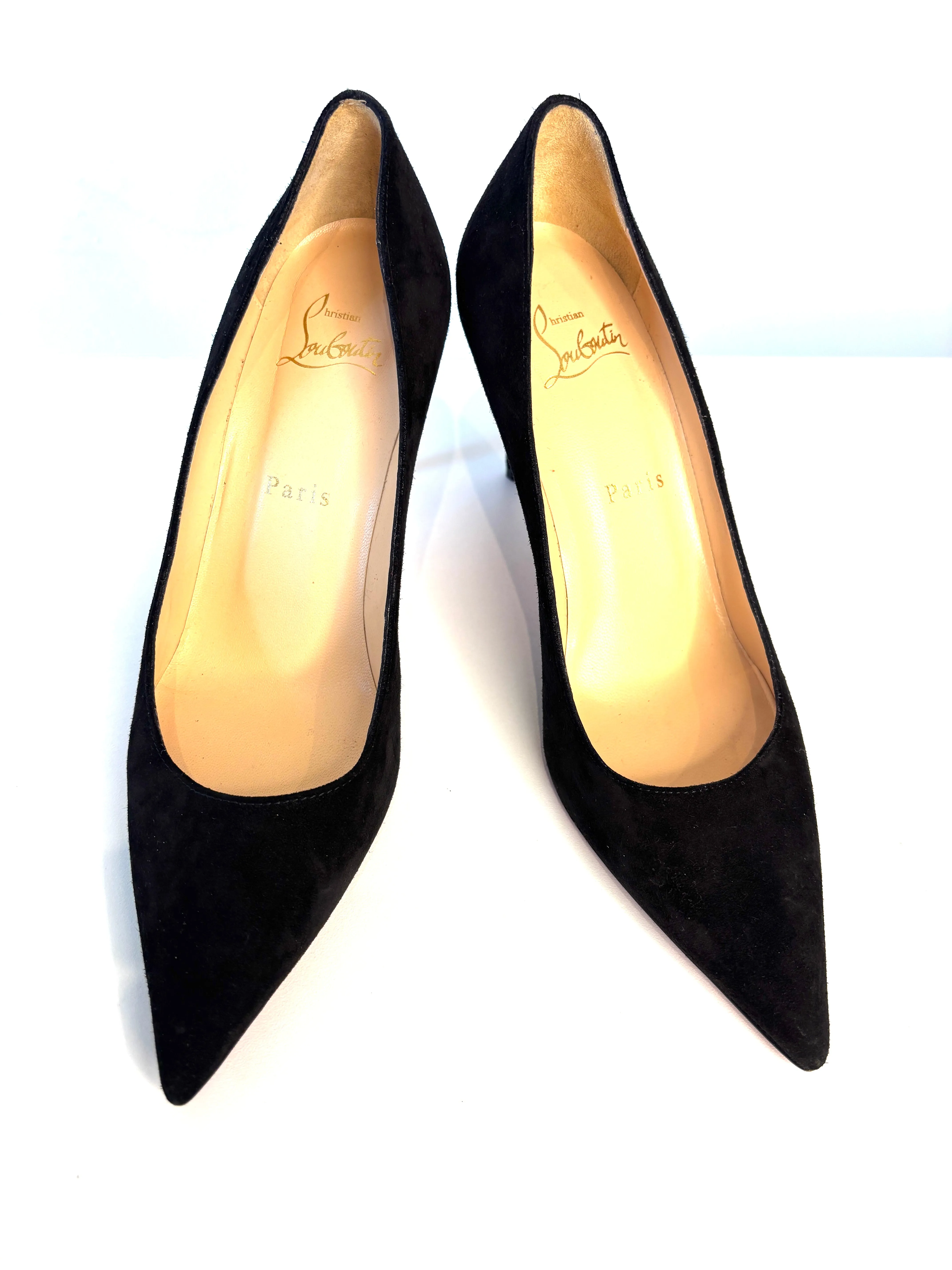 Christian Louboutin Kate 85 Black Suede Heels 37.5 UK4.5