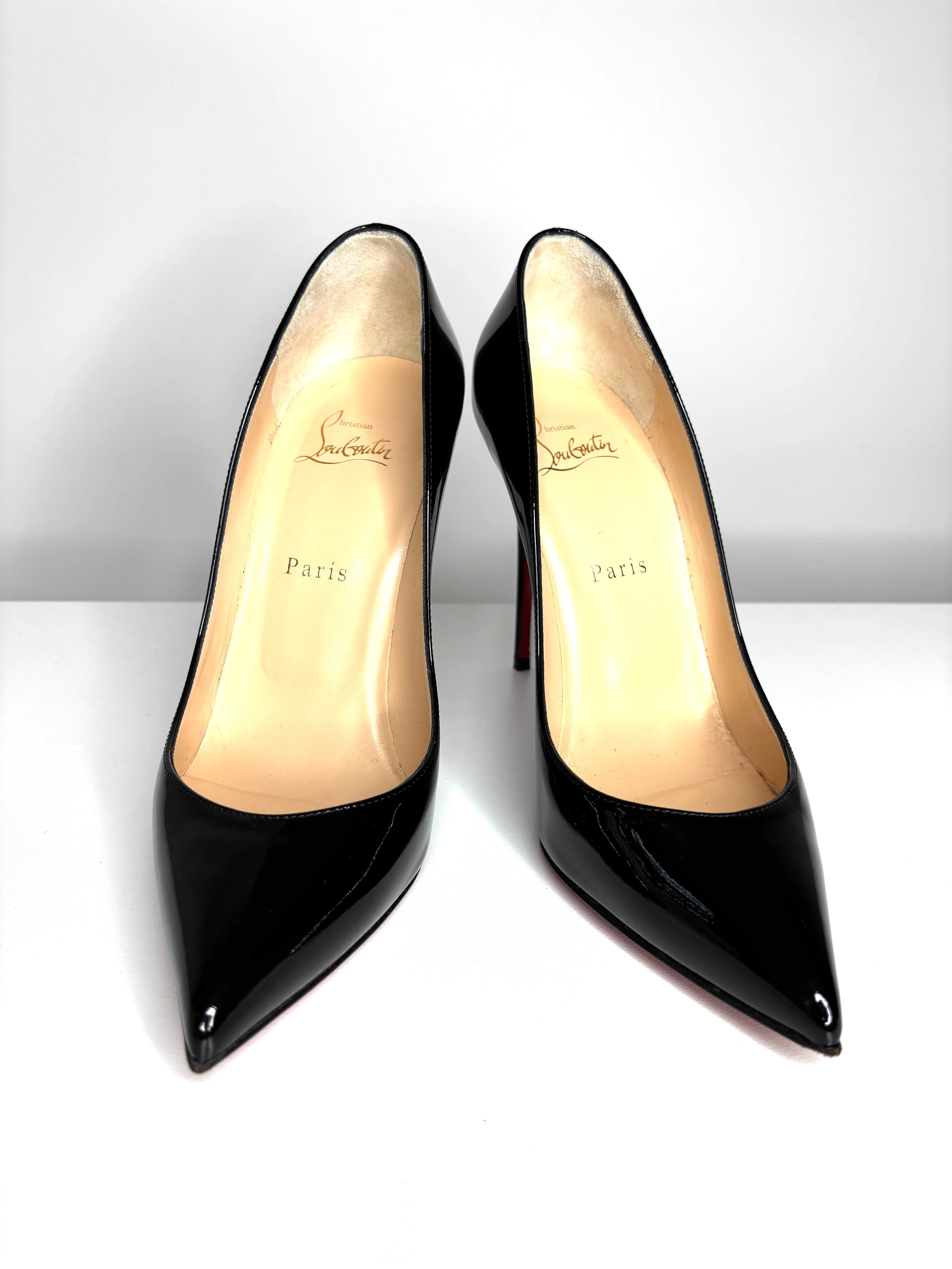 Christian Louboutin Pigalle Follies 100 Black Patent Heels 39 UK6