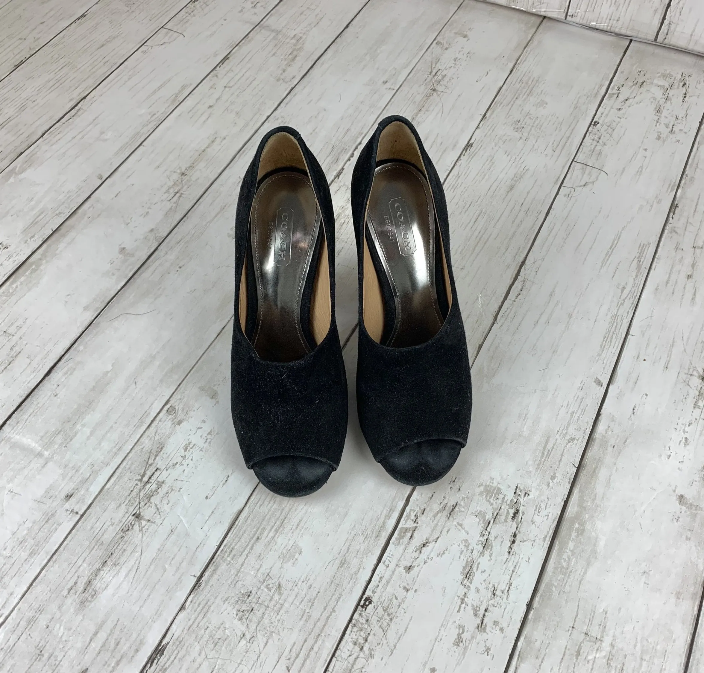 Coach Suede Peep Toe Heels size 5.5