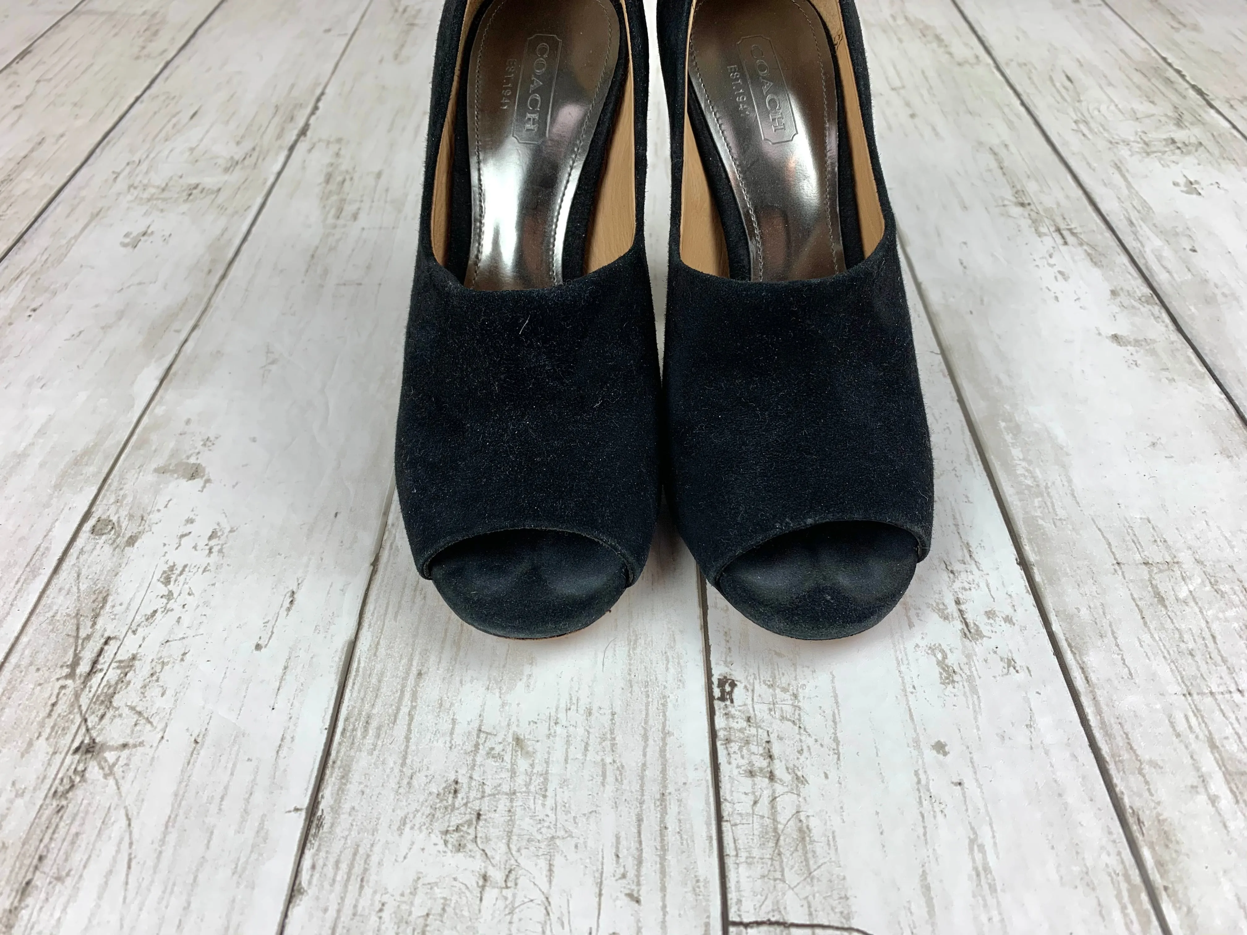 Coach Suede Peep Toe Heels size 5.5