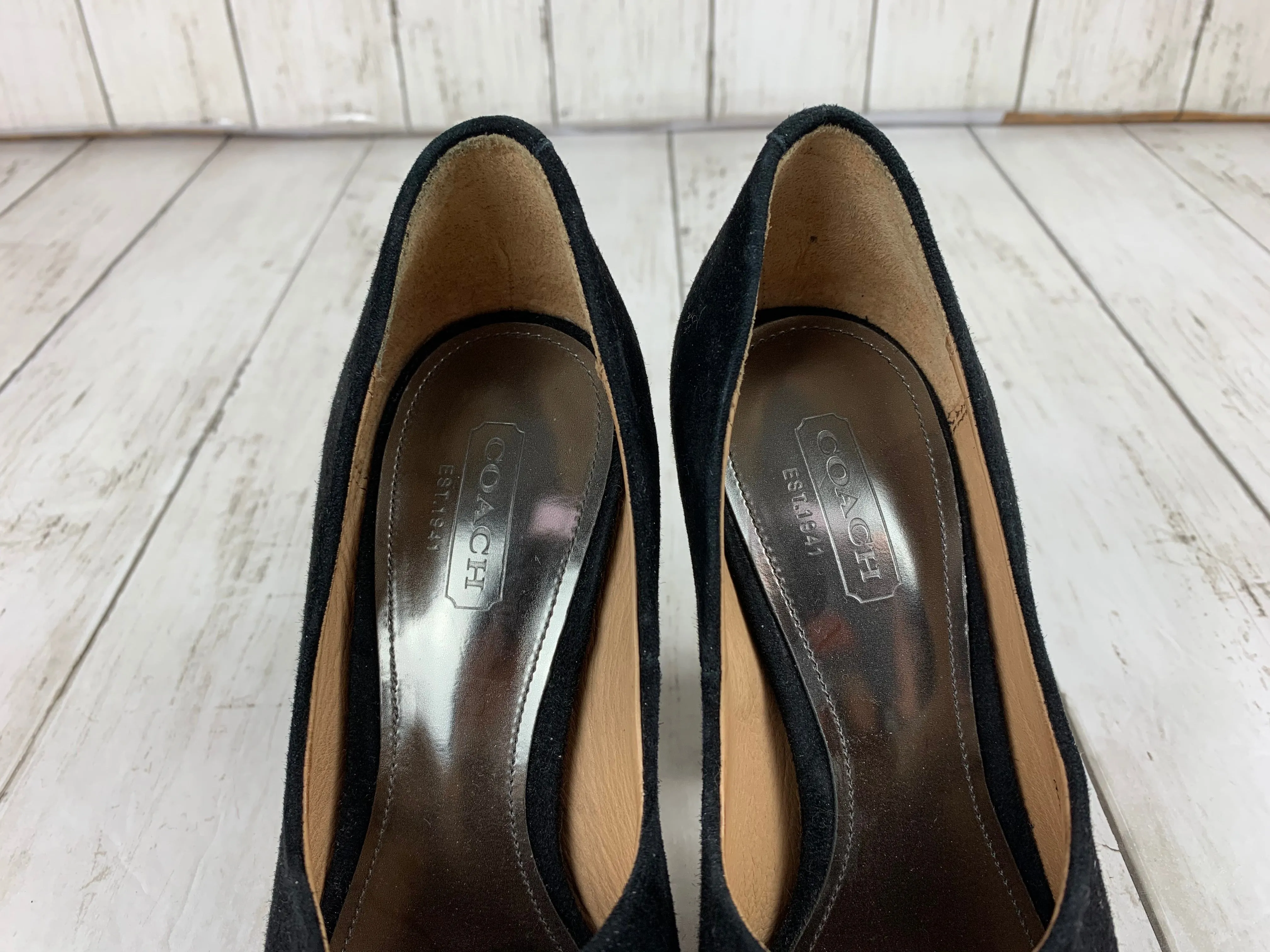 Coach Suede Peep Toe Heels size 5.5