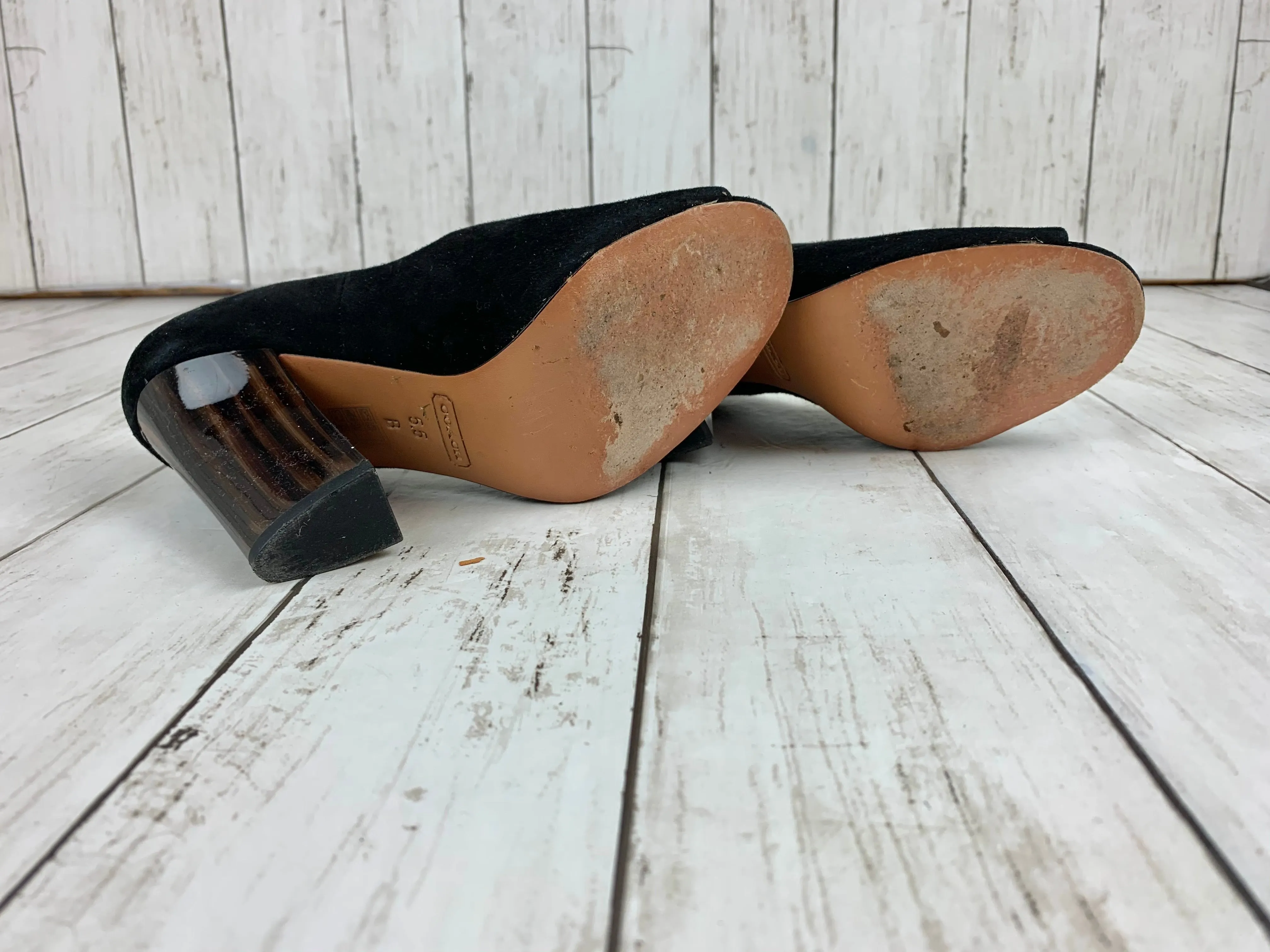 Coach Suede Peep Toe Heels size 5.5