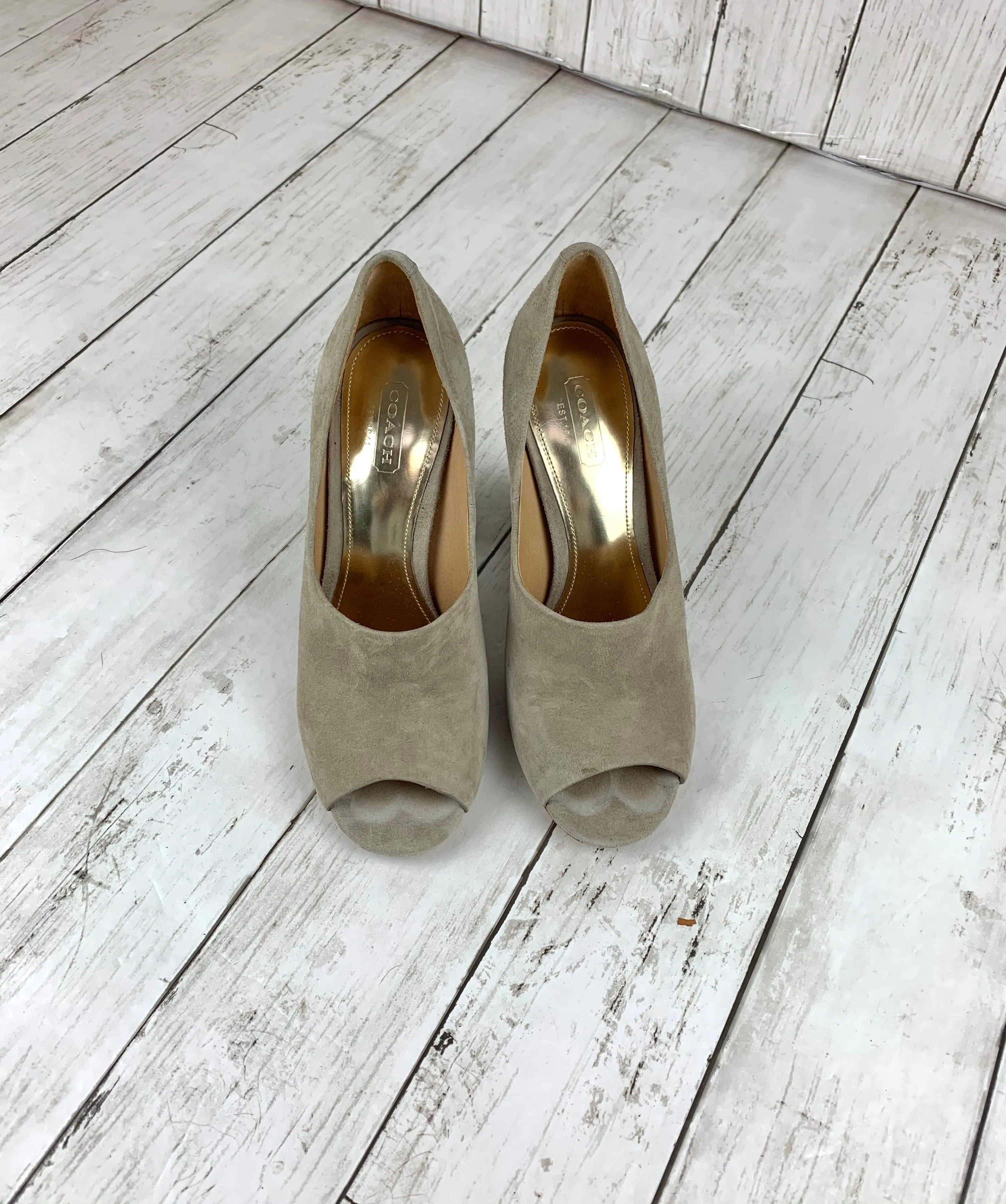 Coach Suede Peep Toe Heels size 6