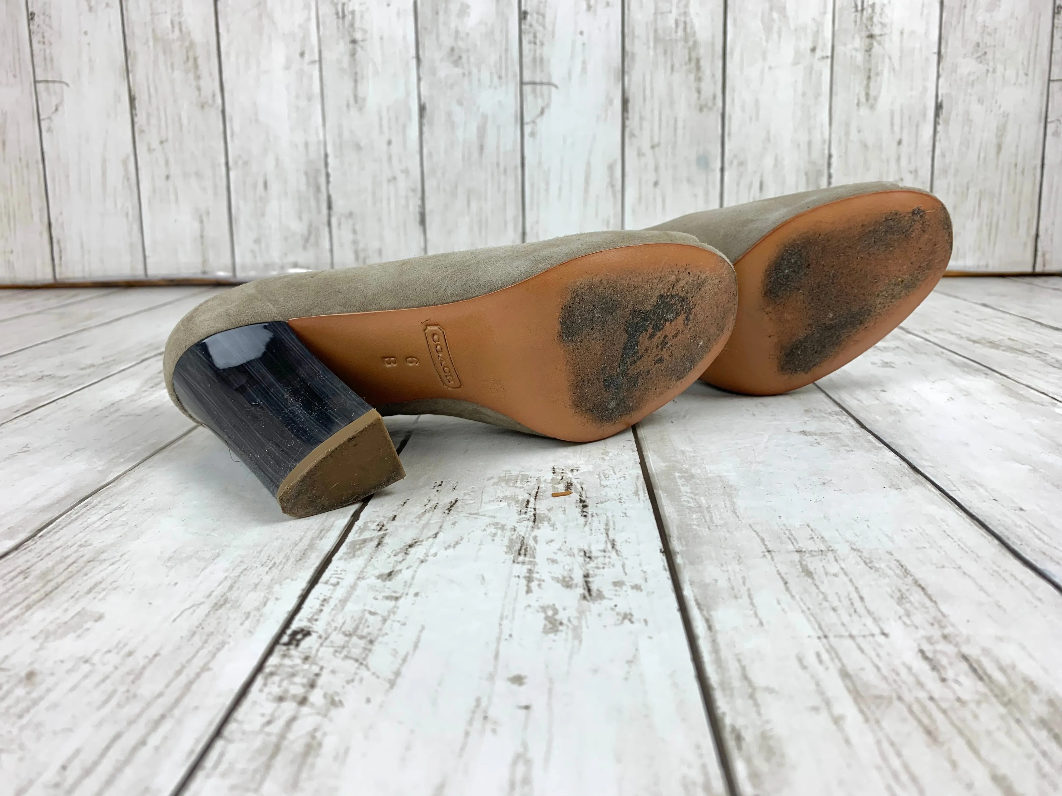 Coach Suede Peep Toe Heels size 6
