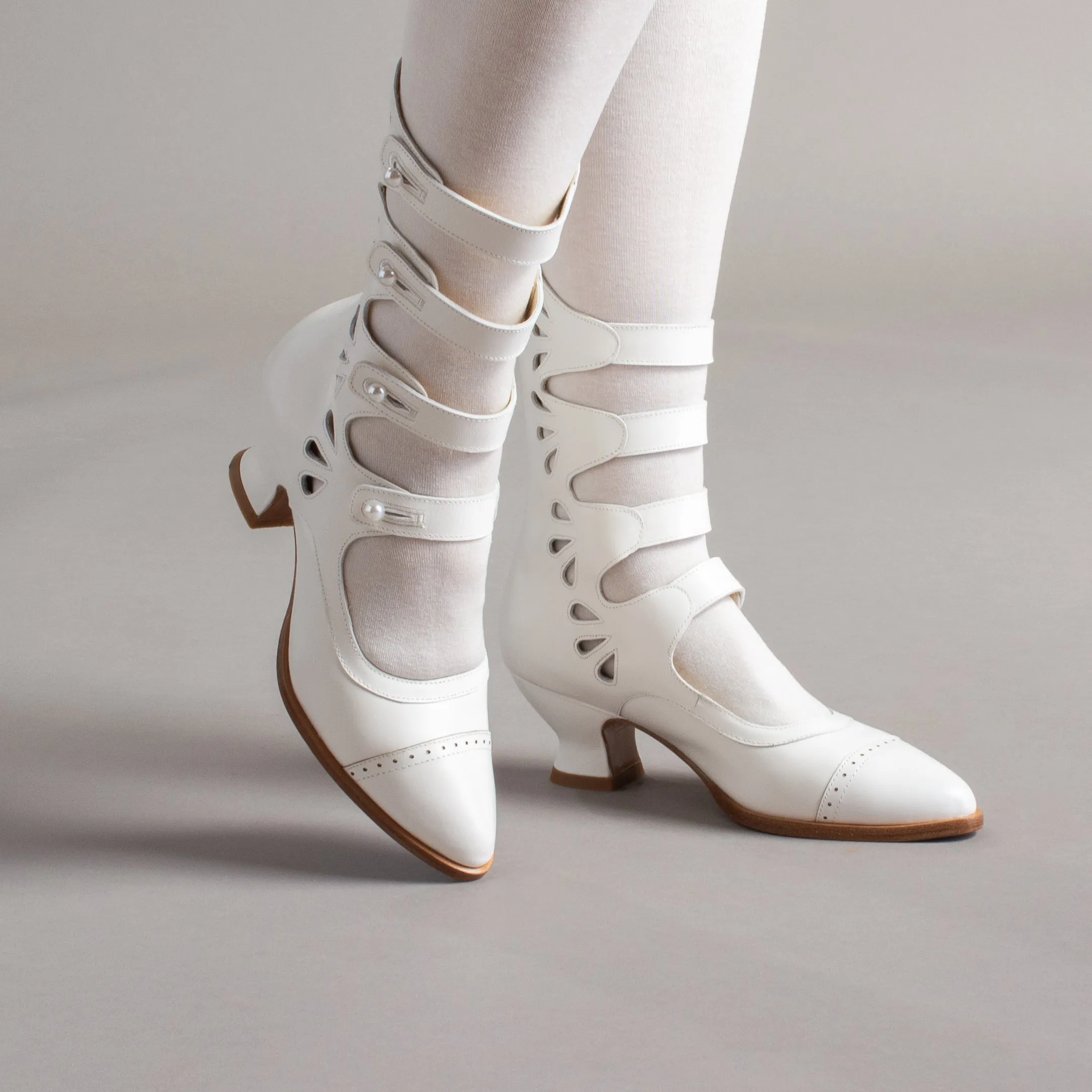 Colette Edwardian Button Boots (Soft Ivory)