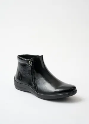 Comfort width zipped low boots in fancy leather