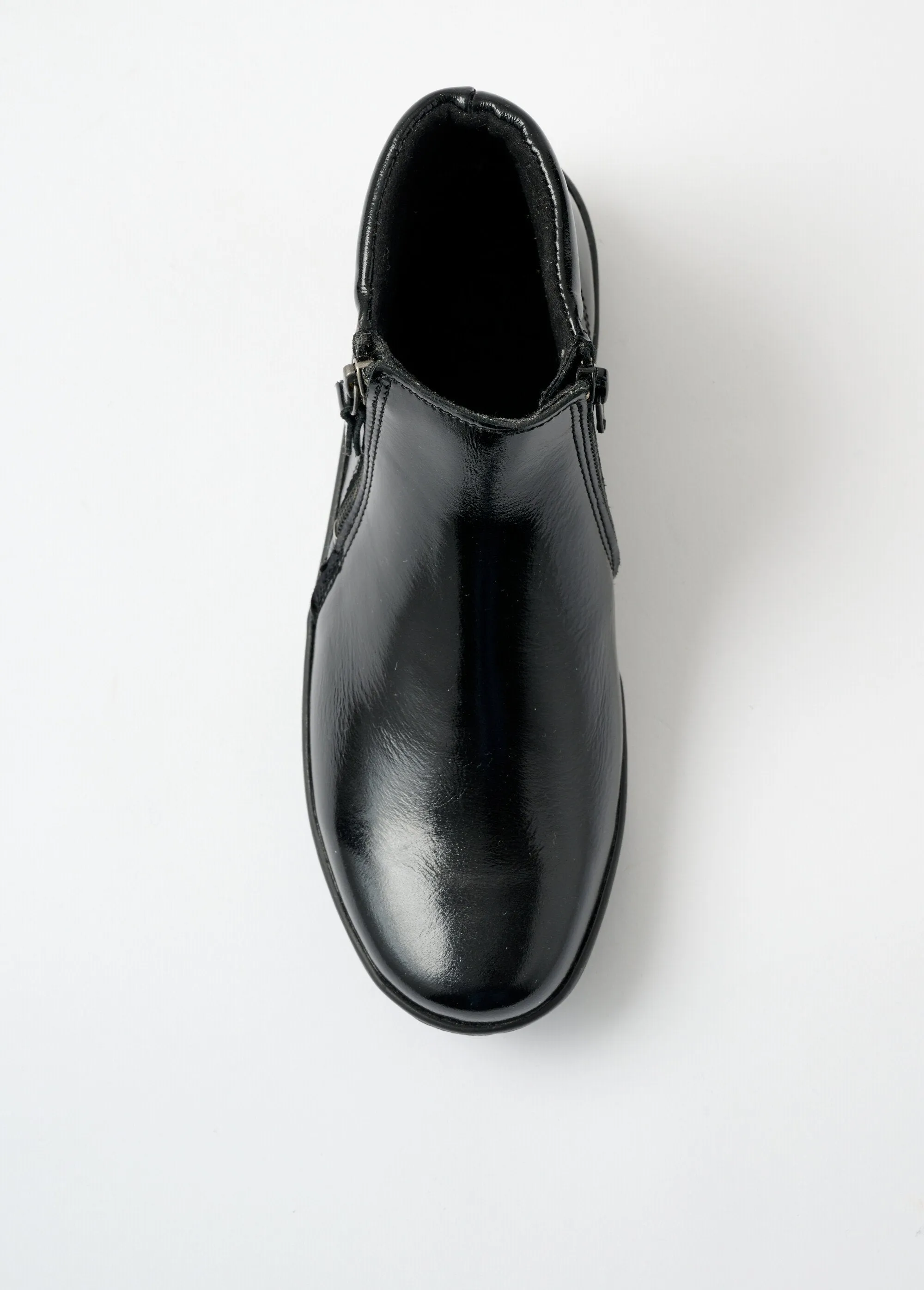 Comfort width zipped low boots in fancy leather
