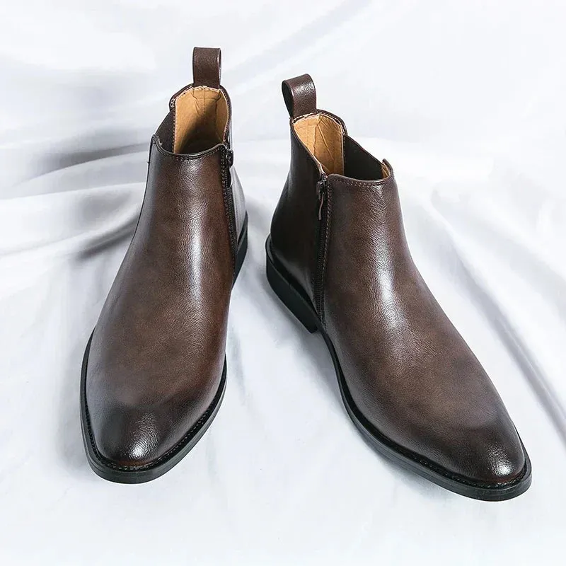 Cooper | Zippered Leather Chelsea Boots