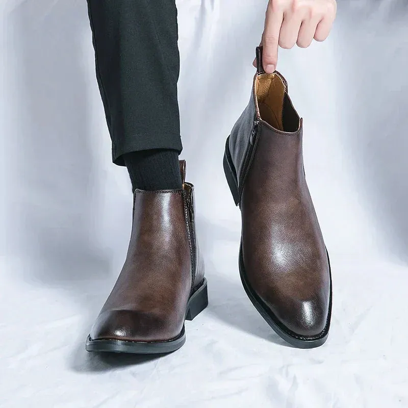 Cooper | Zippered Leather Chelsea Boots