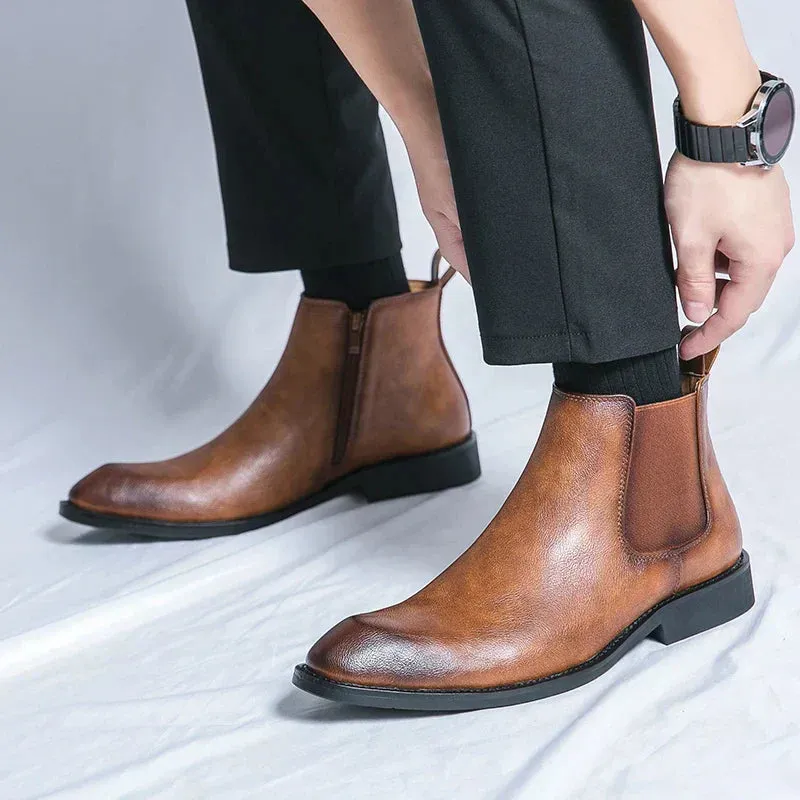 Cooper | Zippered Leather Chelsea Boots