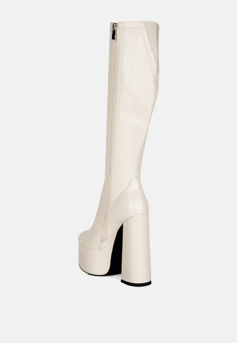 Coraline High Block Heeled Calf Boots By Ruw