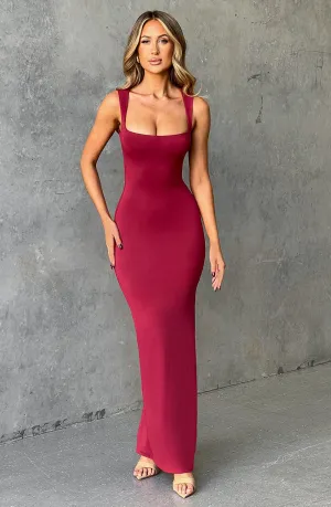 Crimson Cascade Maxi Dress-Cherry