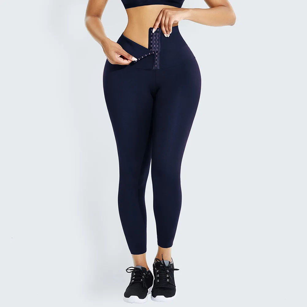 Custom Logo Breathable Adjustable Hooks Waist Trainer Corset Leggings Fitness Wear High Waist Yoga Pants