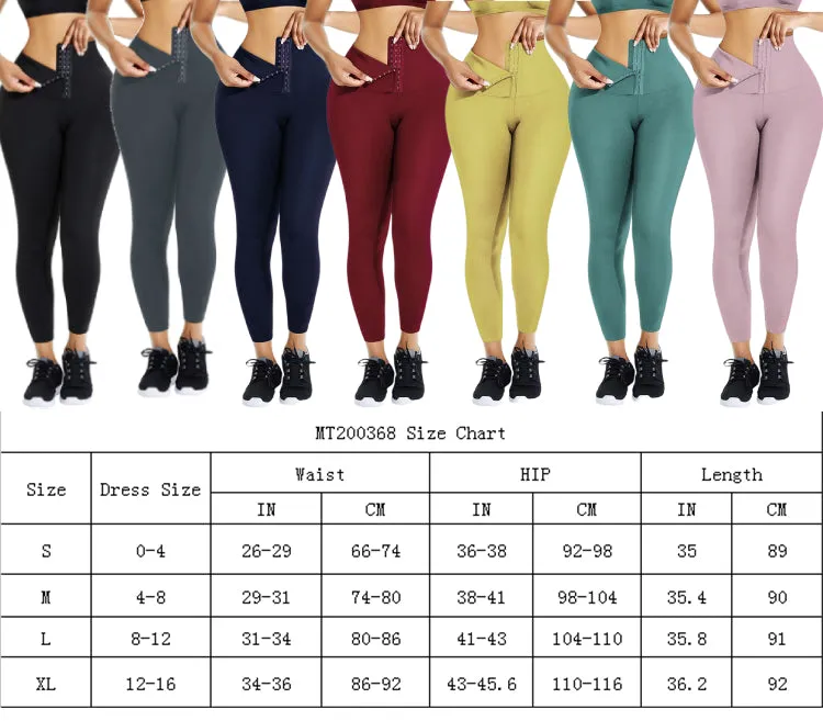 Custom Logo Breathable Adjustable Hooks Waist Trainer Corset Leggings Fitness Wear High Waist Yoga Pants