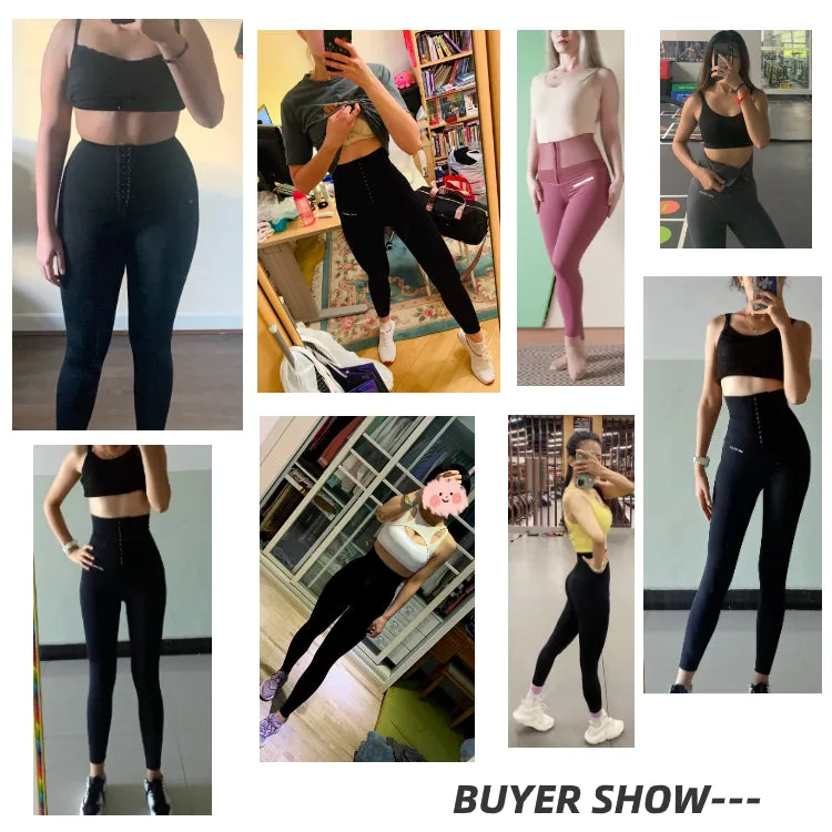 Custom Logo Breathable Adjustable Hooks Waist Trainer Corset Leggings Fitness Wear High Waist Yoga Pants
