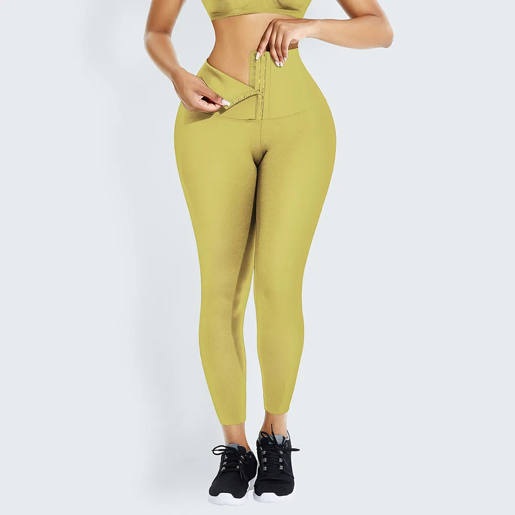 Custom Logo Breathable Adjustable Hooks Waist Trainer Corset Leggings Fitness Wear High Waist Yoga Pants