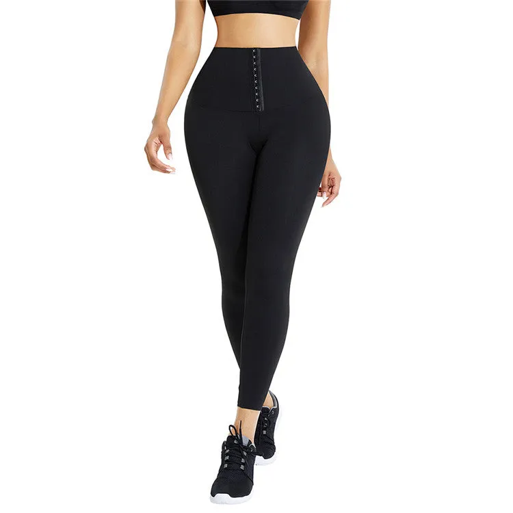Custom Logo Breathable Adjustable Hooks Waist Trainer Corset Leggings Fitness Wear High Waist Yoga Pants