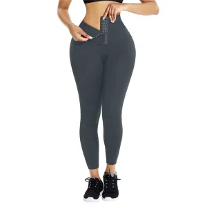 Custom Logo Breathable Adjustable Hooks Waist Trainer Corset Leggings Fitness Wear High Waist Yoga Pants