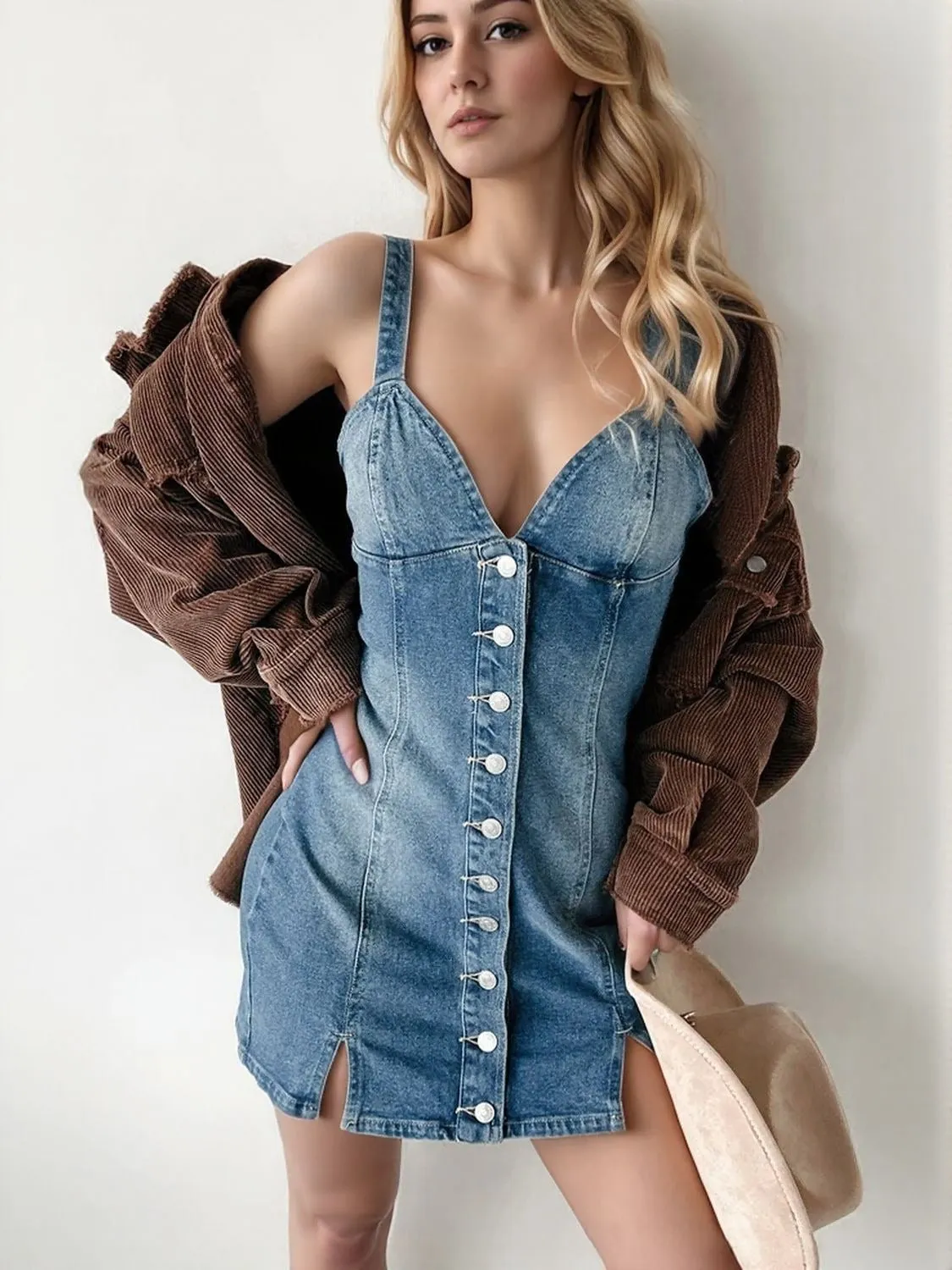 Daisyline Denim Button Cami Dress