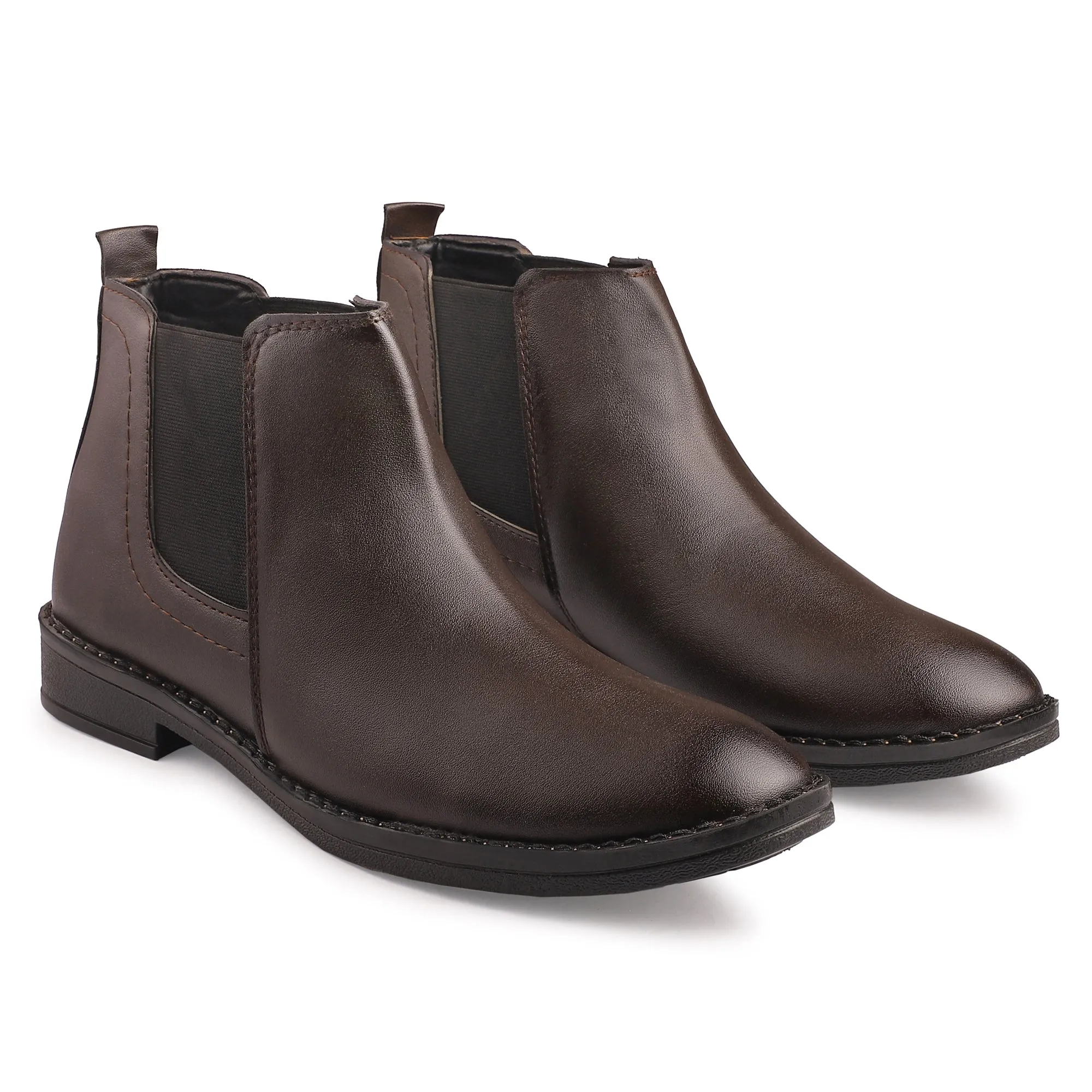 Dusk N Dazzling Brown Chelsea Boots  For Men