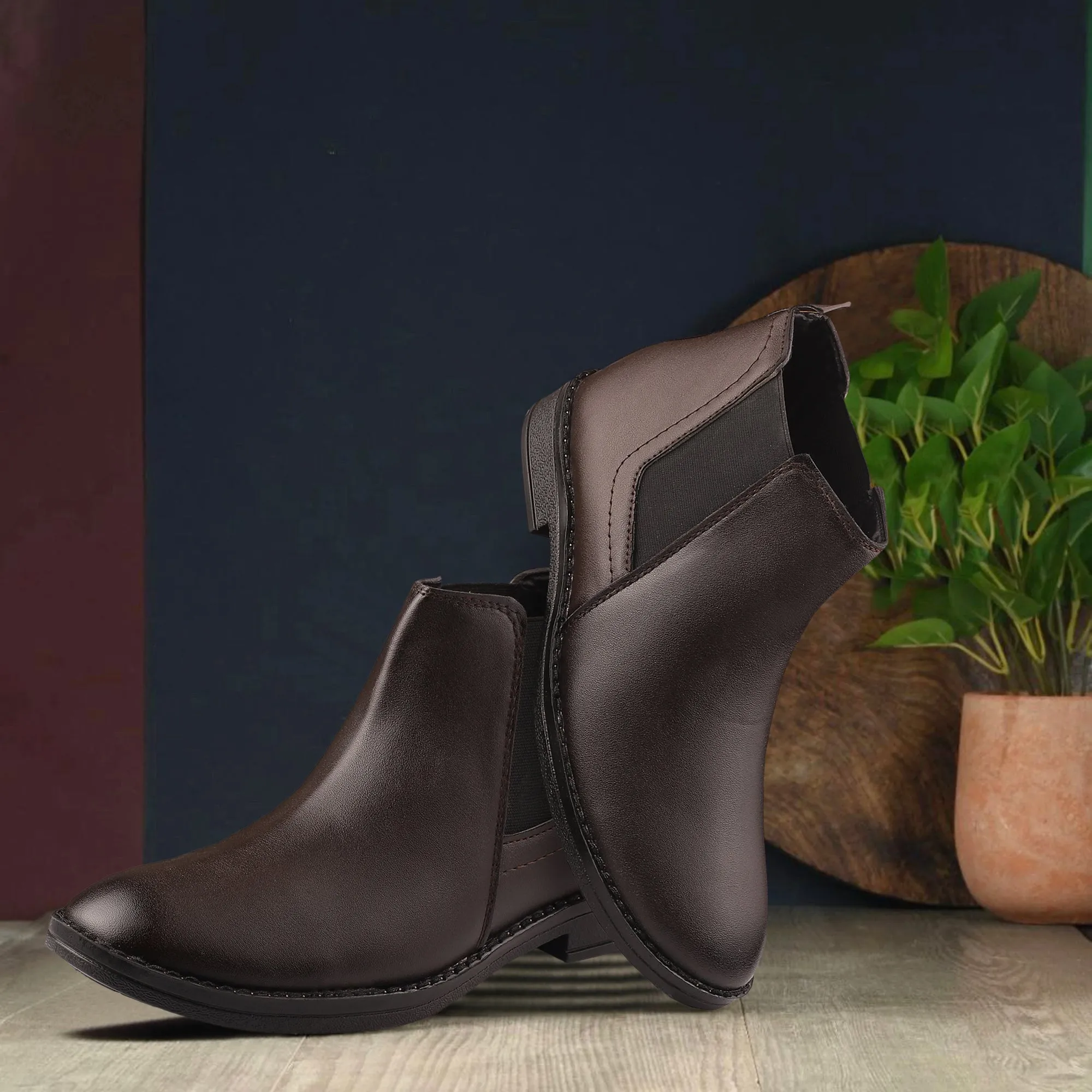 Dusk N Dazzling Brown Chelsea Boots  For Men