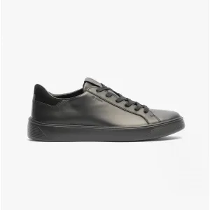 ECCO STREET TRAY Mens Leather Trainers Trainers Black