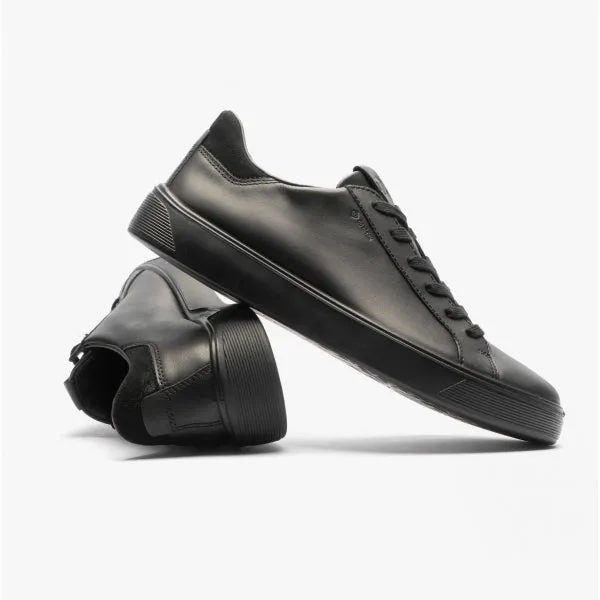 ECCO STREET TRAY Mens Leather Trainers Trainers Black