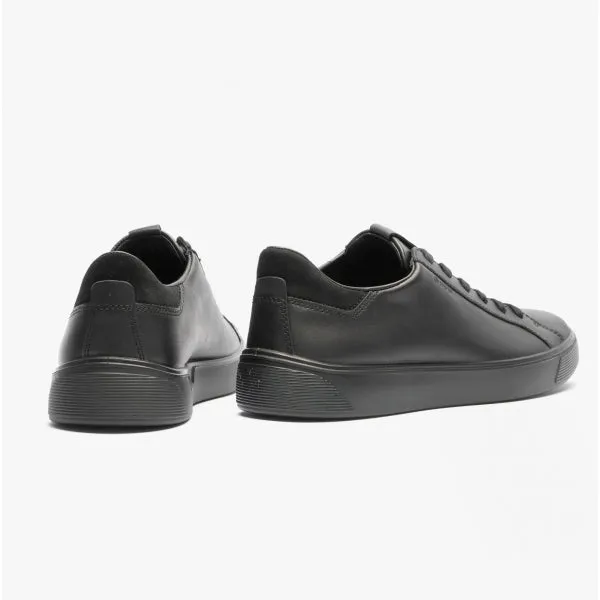 ECCO STREET TRAY Mens Leather Trainers Trainers Black