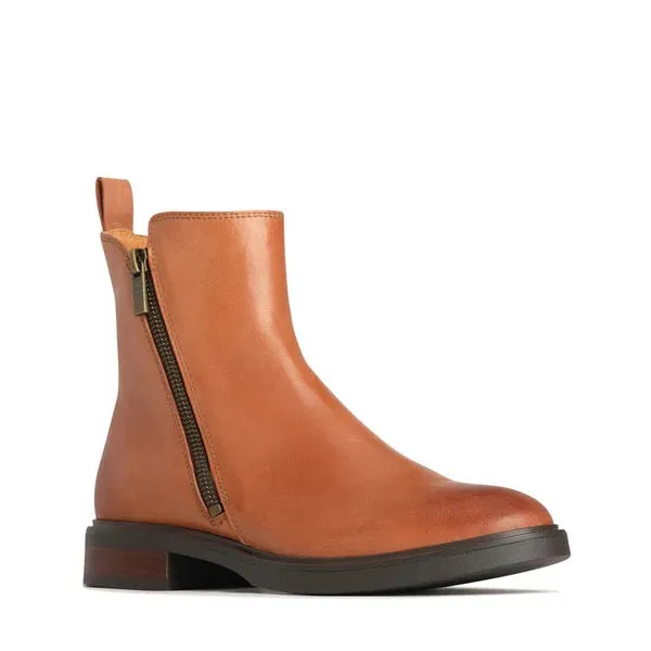 EOS - BLAINE LEATHER ZIPPER ANKLE BOOT Brandy