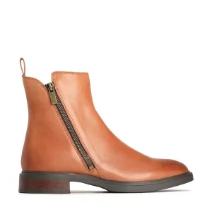 EOS - BLAINE LEATHER ZIPPER ANKLE BOOT Brandy