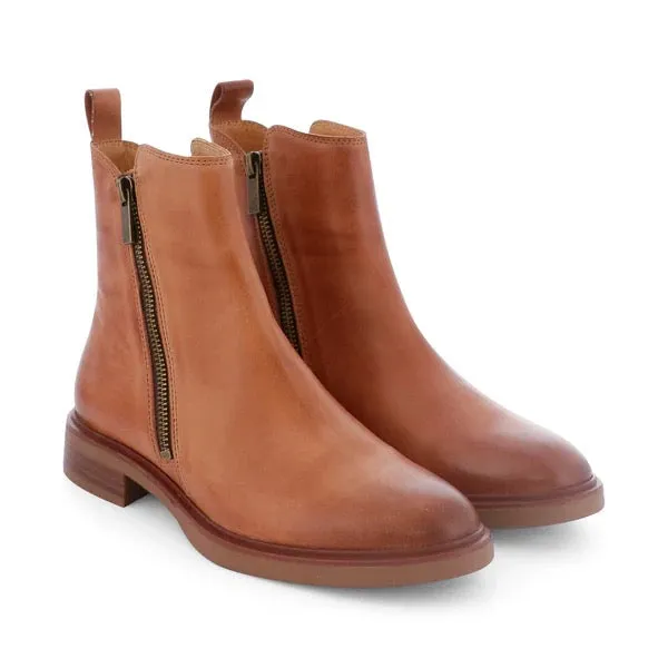 EOS - BLAINE LEATHER ZIPPER ANKLE BOOT Brandy