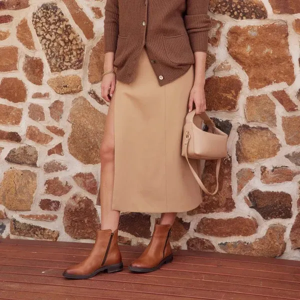 EOS - BLAINE LEATHER ZIPPER ANKLE BOOT Brandy