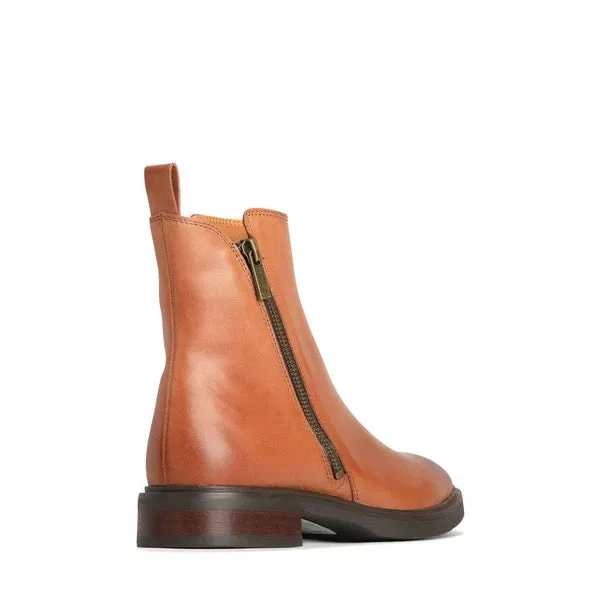 EOS - BLAINE LEATHER ZIPPER ANKLE BOOT Brandy