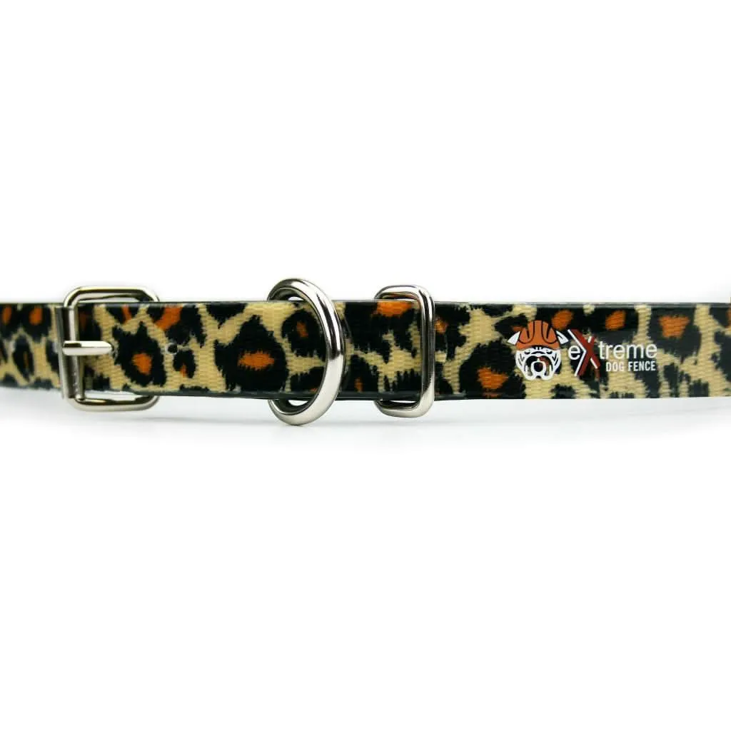Extreme Dog Fence TPU Coated Nylon Collar Strap - Leopard