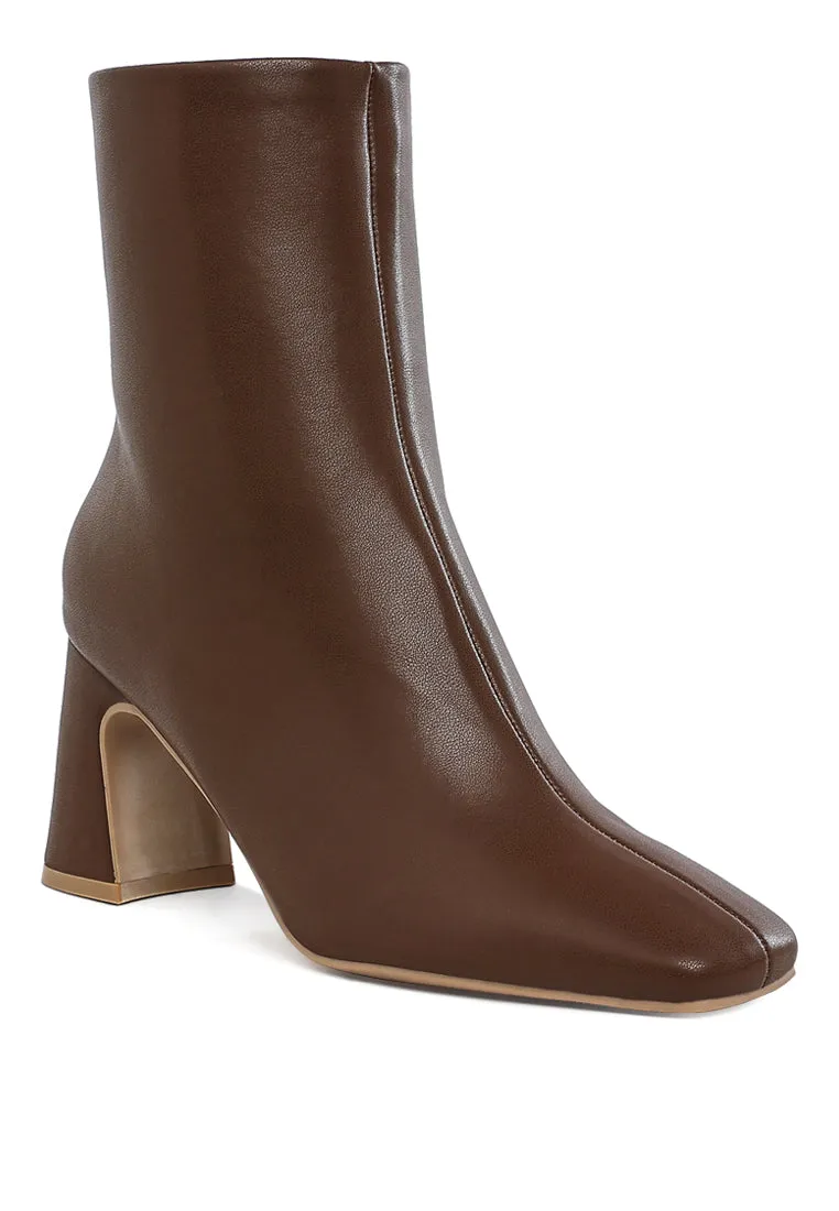 Faux Leather Square Toe Ankle Boots By RUW