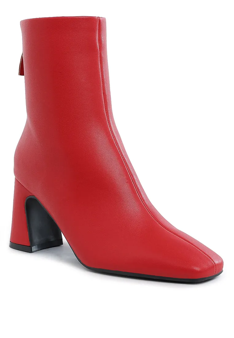 Faux Leather Square Toe Ankle Boots By RUW
