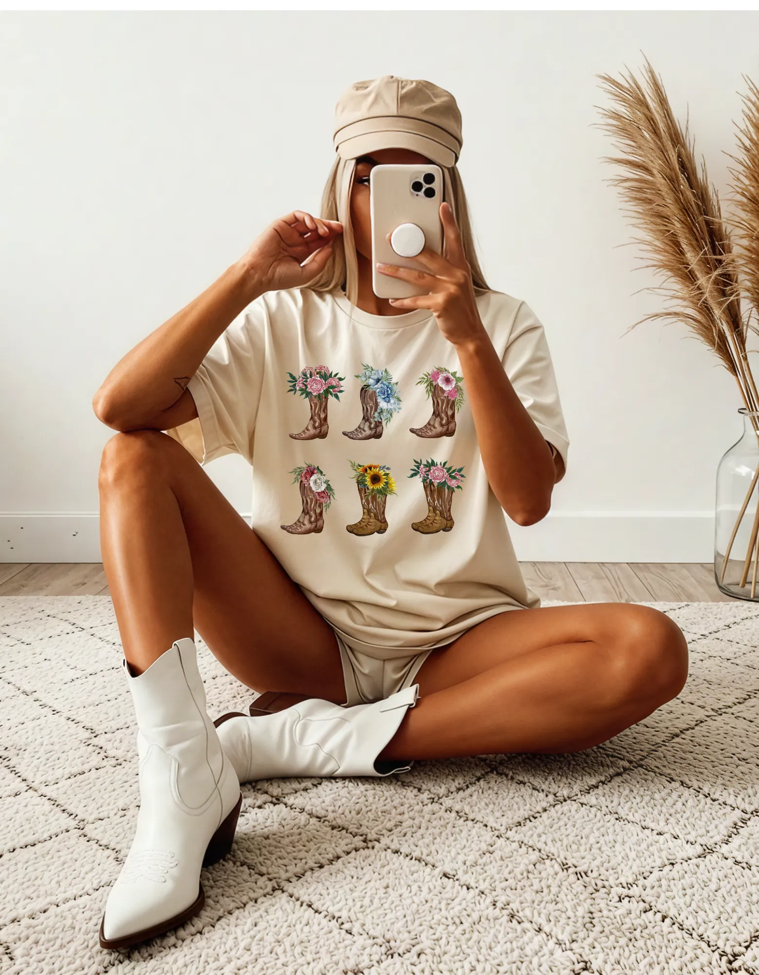 Floral Boots Graphic Tees