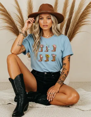Floral Boots Graphic Tees