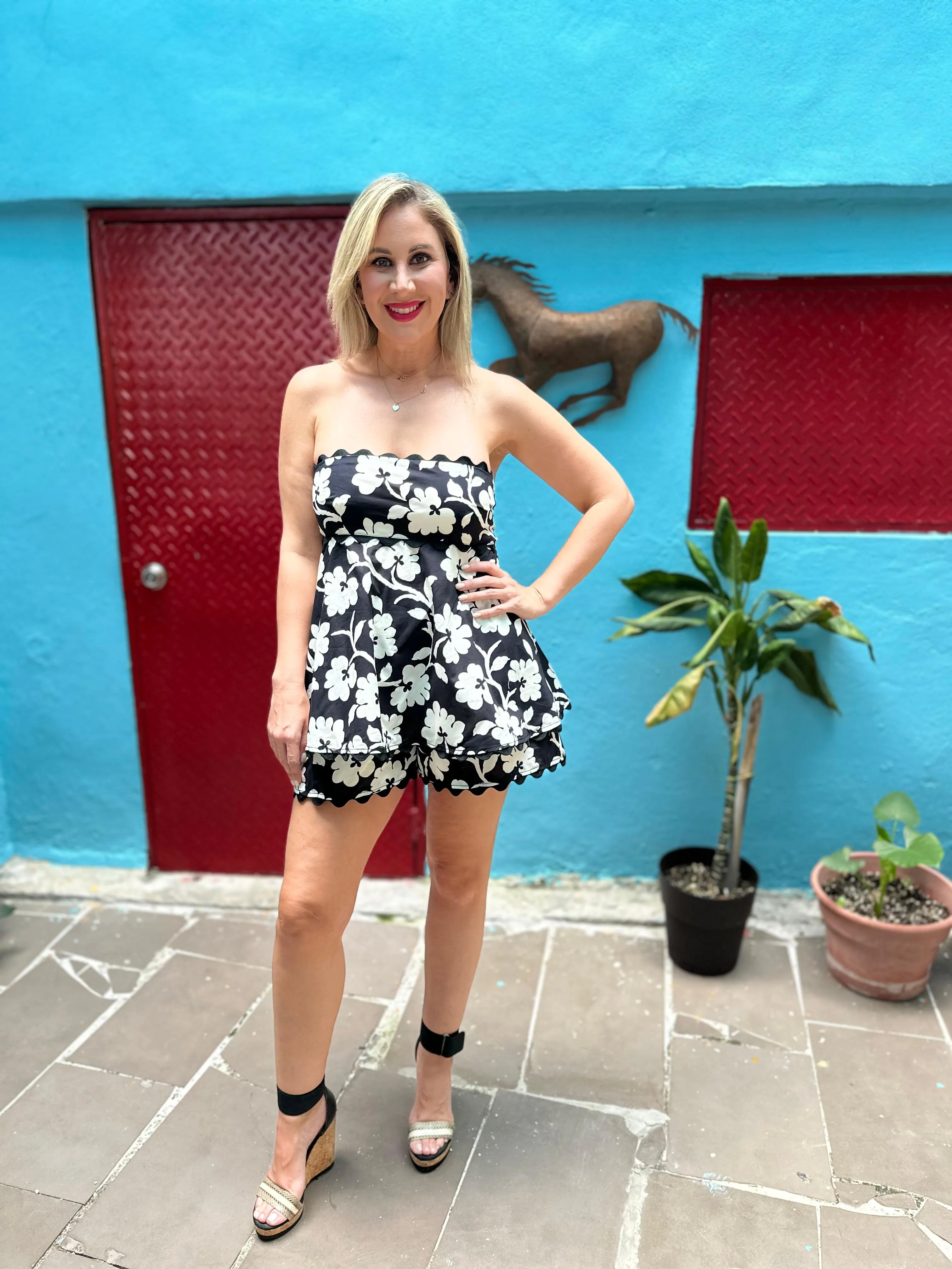 Floral Print Babydoll Romper