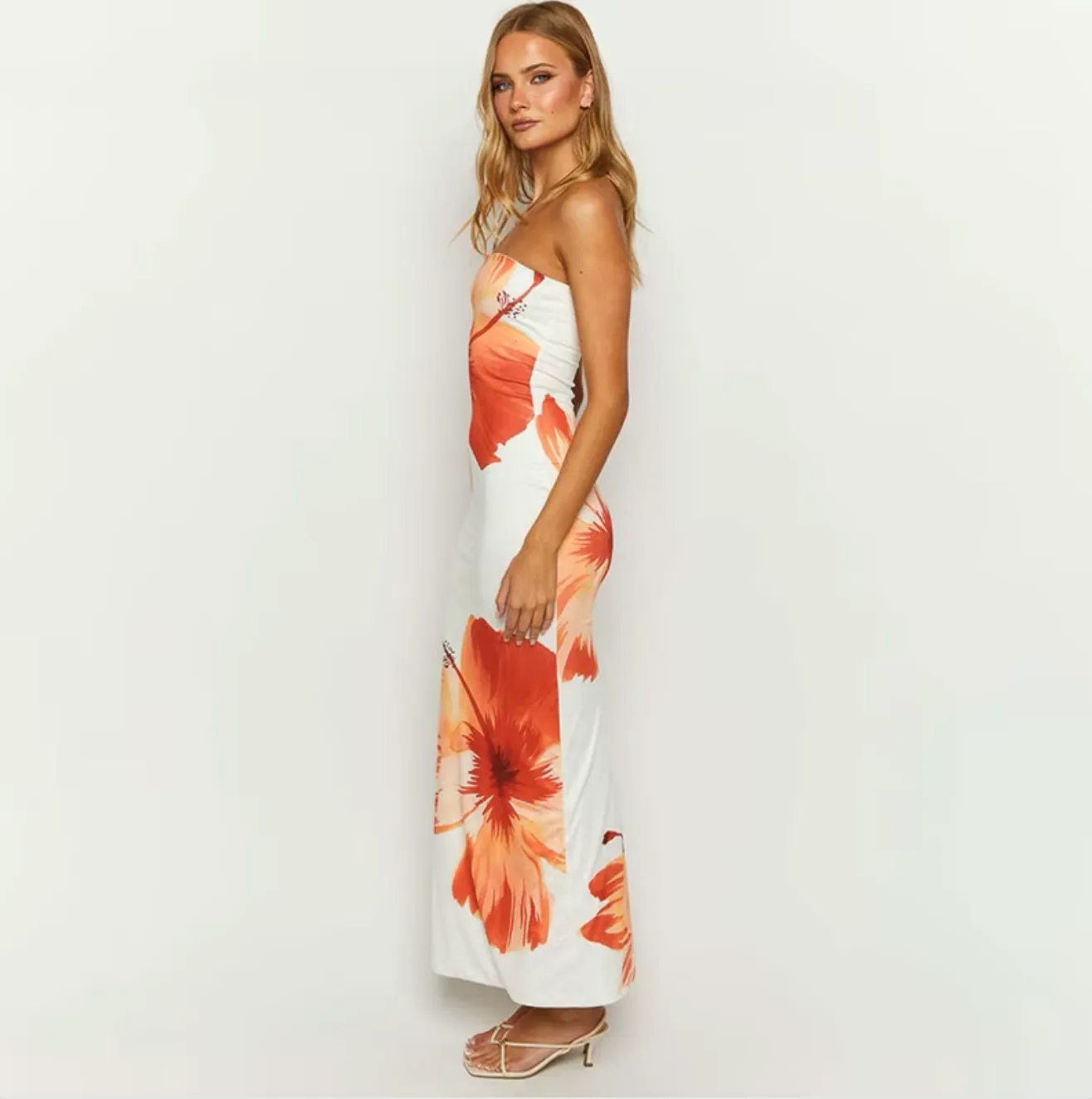 Floral Strapless Midi Dress | Summer Chic | Elegant & Feminine