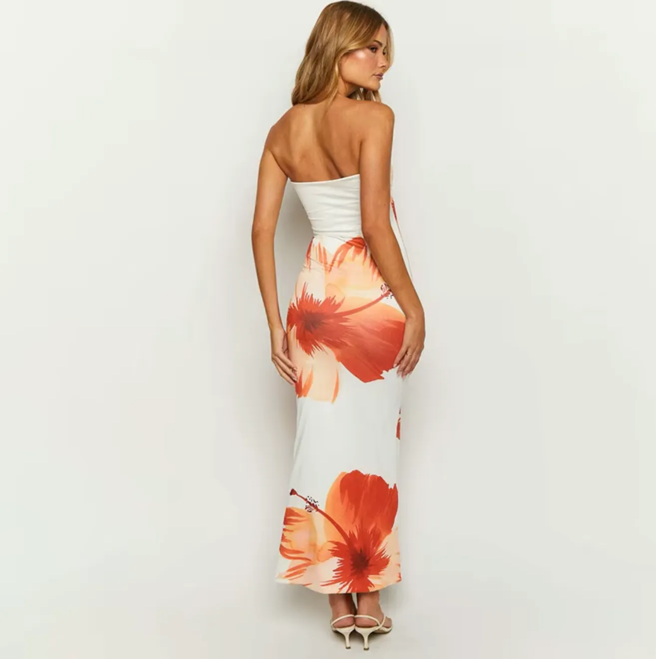 Floral Strapless Midi Dress | Summer Chic | Elegant & Feminine