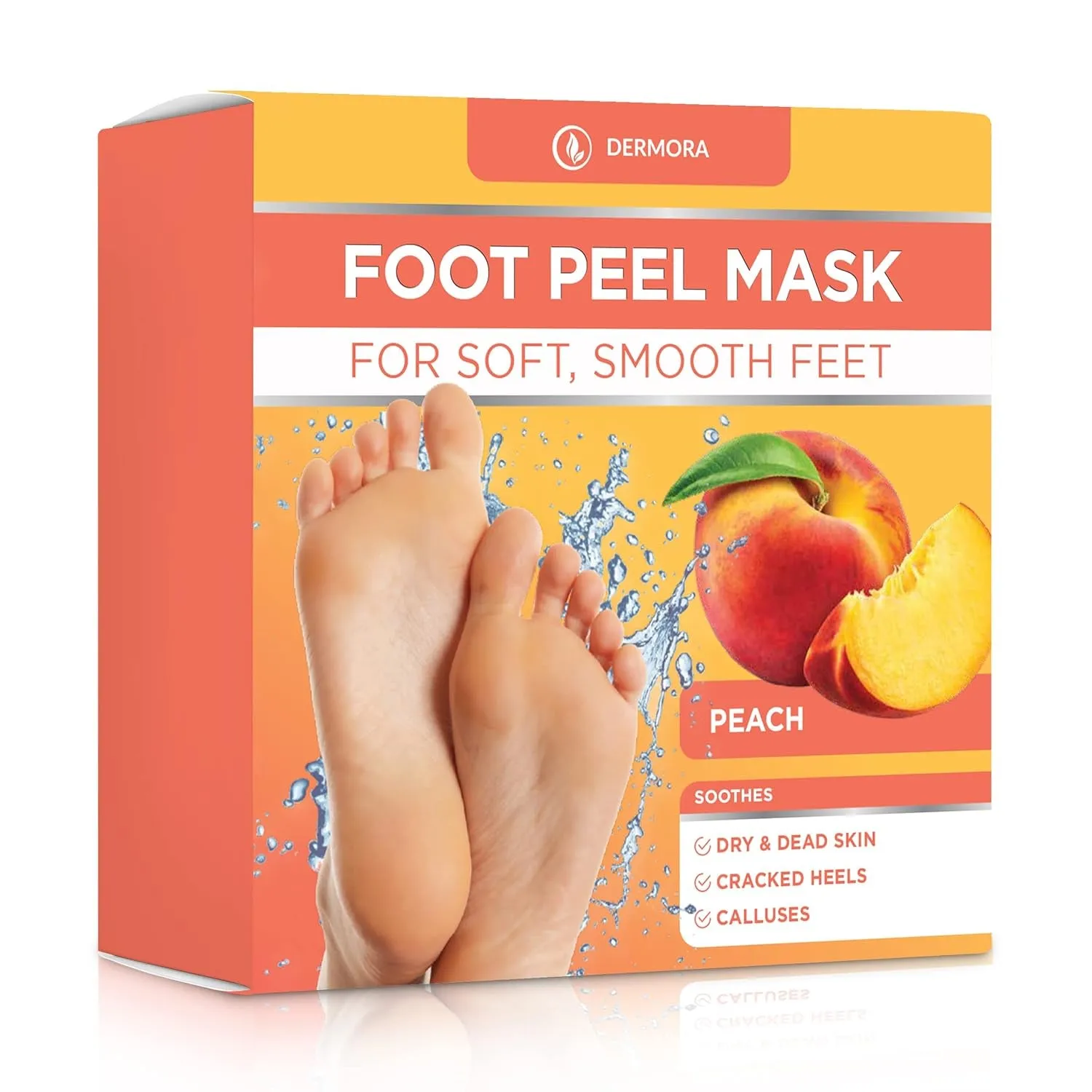 Foot Peel Mask - 4 Pack of Regular Size Skin Exfoliating Foot Masks for Dry, Cracked Feet, Callus, Dead Skin Remover for Baby Soft Feet, Original Scent
