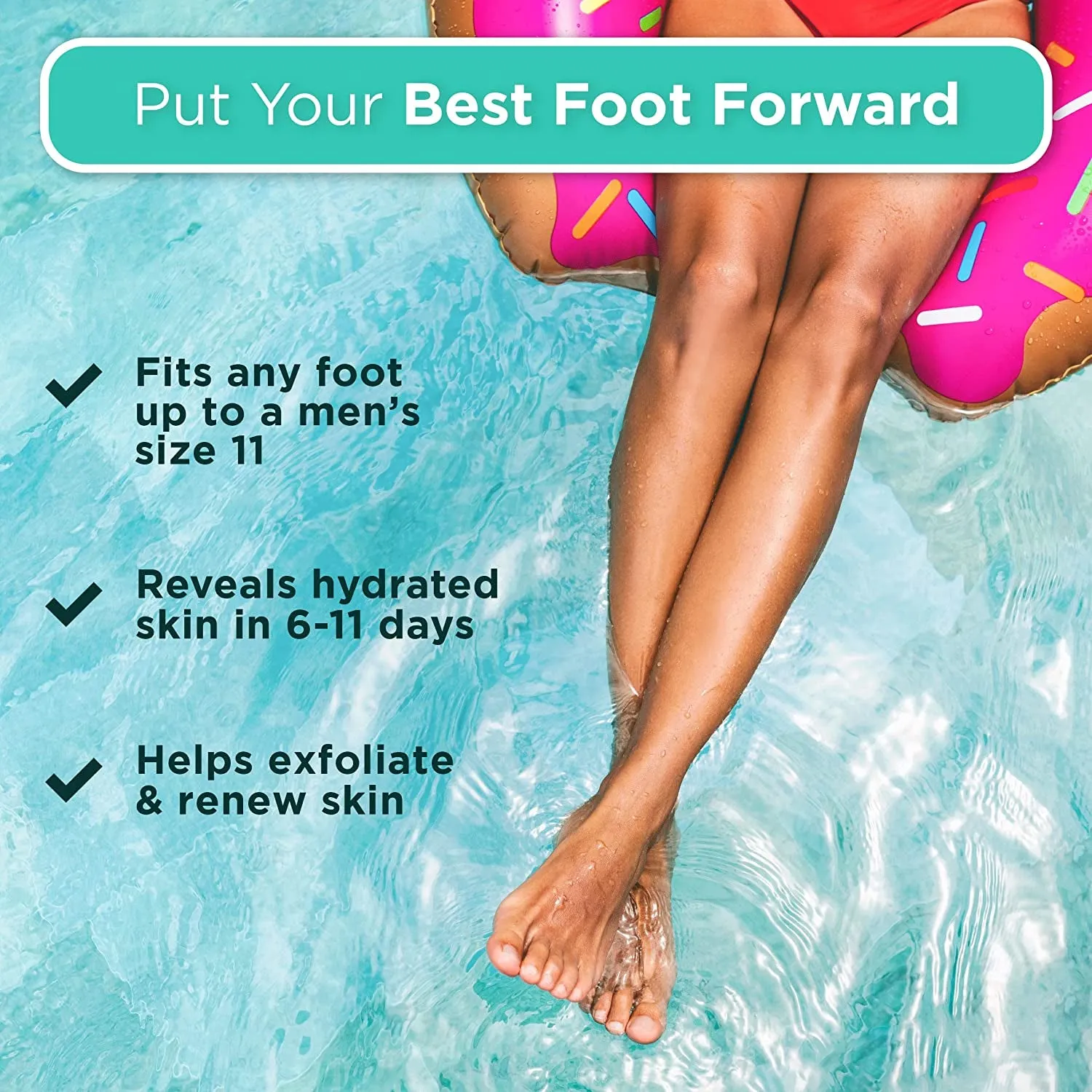 Foot Peel Mask - 4 Pack of Regular Size Skin Exfoliating Foot Masks for Dry, Cracked Feet, Callus, Dead Skin Remover for Baby Soft Feet, Original Scent