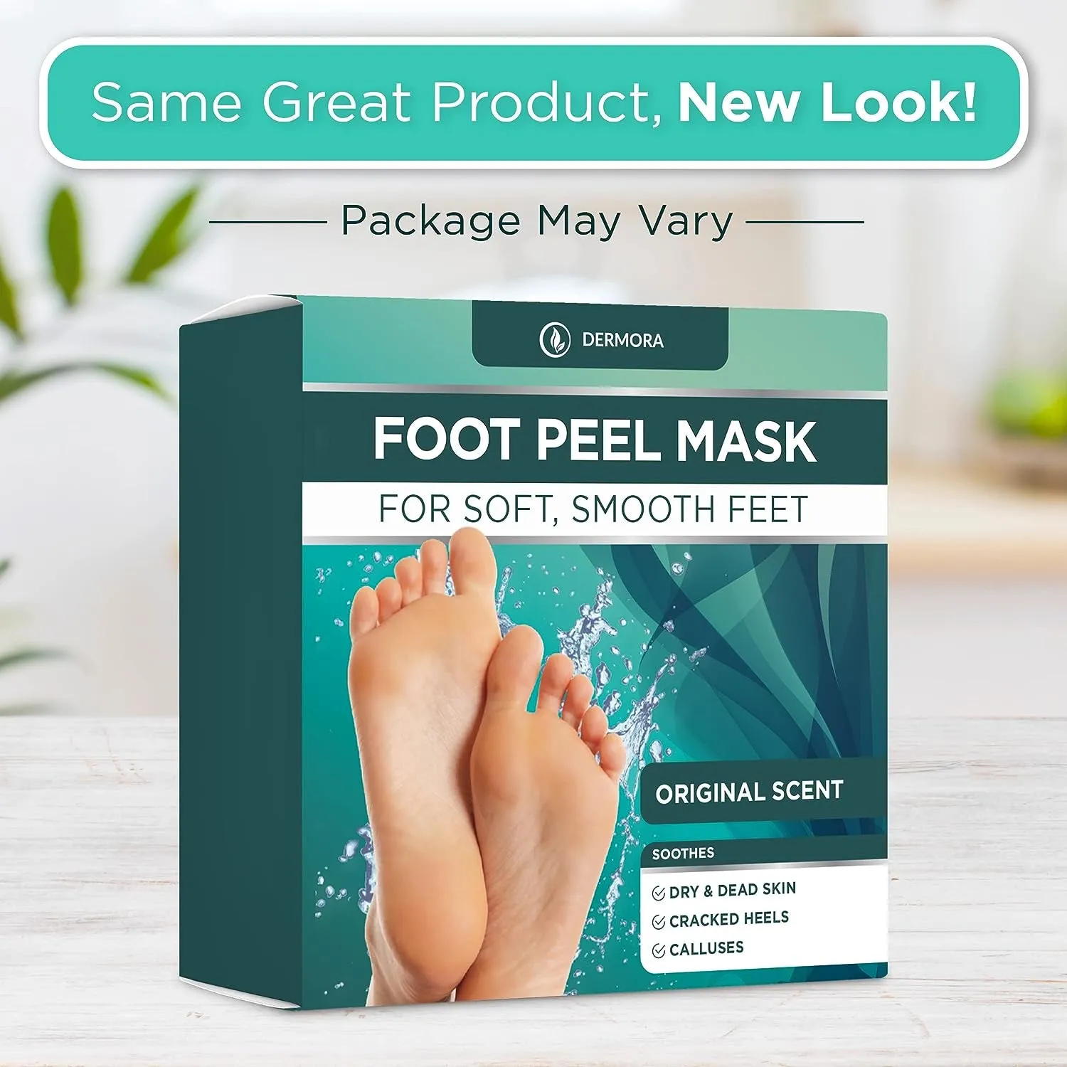 Foot Peel Mask - 4 Pack of Regular Size Skin Exfoliating Foot Masks for Dry, Cracked Feet, Callus, Dead Skin Remover for Baby Soft Feet, Original Scent