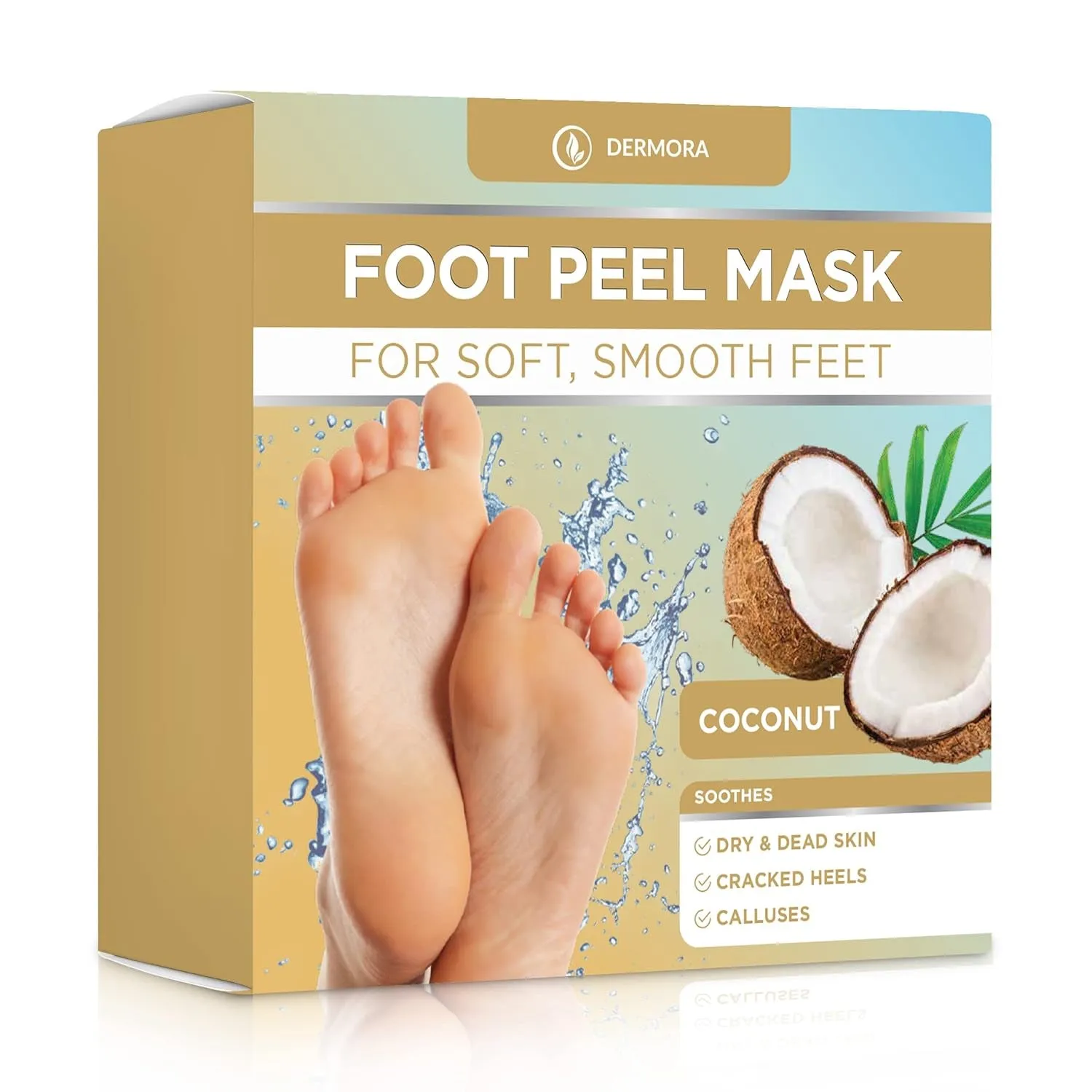 Foot Peel Mask - 4 Pack of Regular Size Skin Exfoliating Foot Masks for Dry, Cracked Feet, Callus, Dead Skin Remover for Baby Soft Feet, Original Scent
