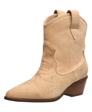 French Connection Carrie Women's Modern Western Cowboy Boots with Pull-Up Tabs in Taupe Size 11